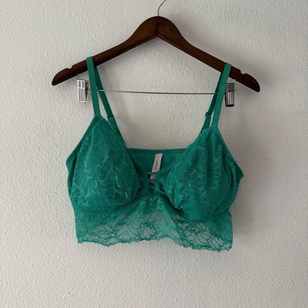 Auden Lightly Lined Longline Lace Bralette XL Teal Turquoise New Romantic Boho - Picture 9 of 10